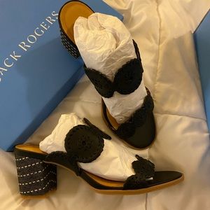 Brand New Jack Rogers Black Lauren Mid Heel